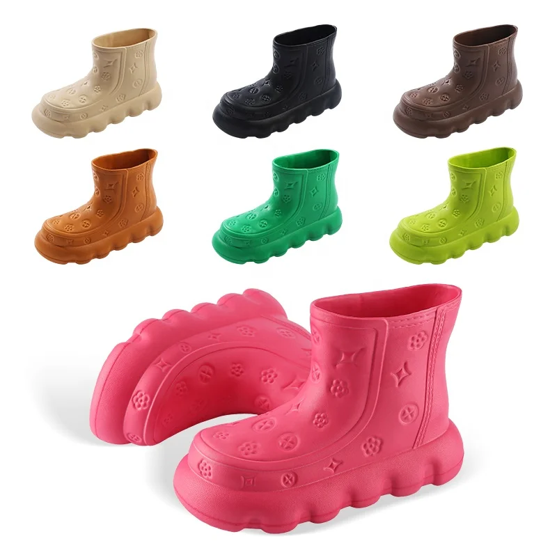 New Styles Flat Boots Ladies Hiking Designer Famous Brands 2023 Green Ankle Rain Rubber Gender Women Boot Shoes