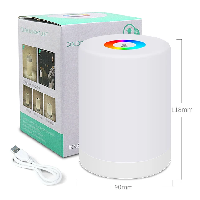 Portable 7 RGB Colorful LED Night Light for Kids Baby Nursery Lamp USB Rechargeable Bedroom Night Light lamp for Children Room