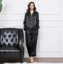 Wholesale Women Silk Satin Long Sleeves Pajamas
