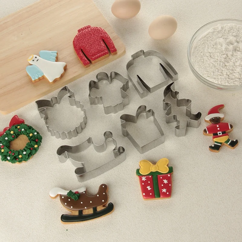 6-Piece Christmas Shape Cookie Mould Cookie Cutter Set Biscuit Mold Creative DIY Kitchen Baking Tools Home Use Cookie Cutters