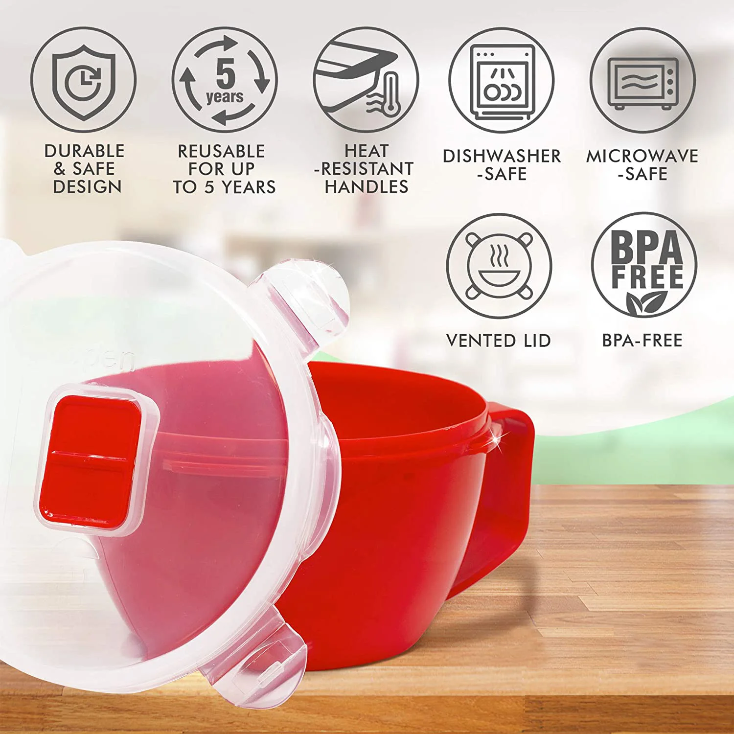 plastic microwave noodle and soup cooker microwave bowl Dishwasher Safe BPA Free