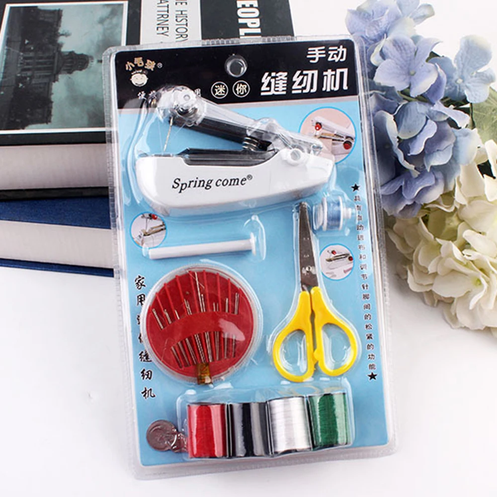 Portable Cordless Mini Hand-Held Sewing Machine household Stitch hand sewing machine manual mini sewing machine set