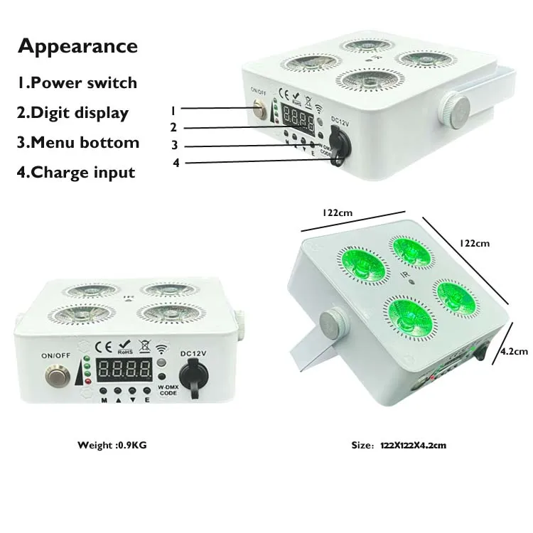 10pcs X 1 Case Rechargeable wireless led uplight 4x18 RGBAW UV 6in1 Battery Powered LED Par dj Uplights with Flight Case