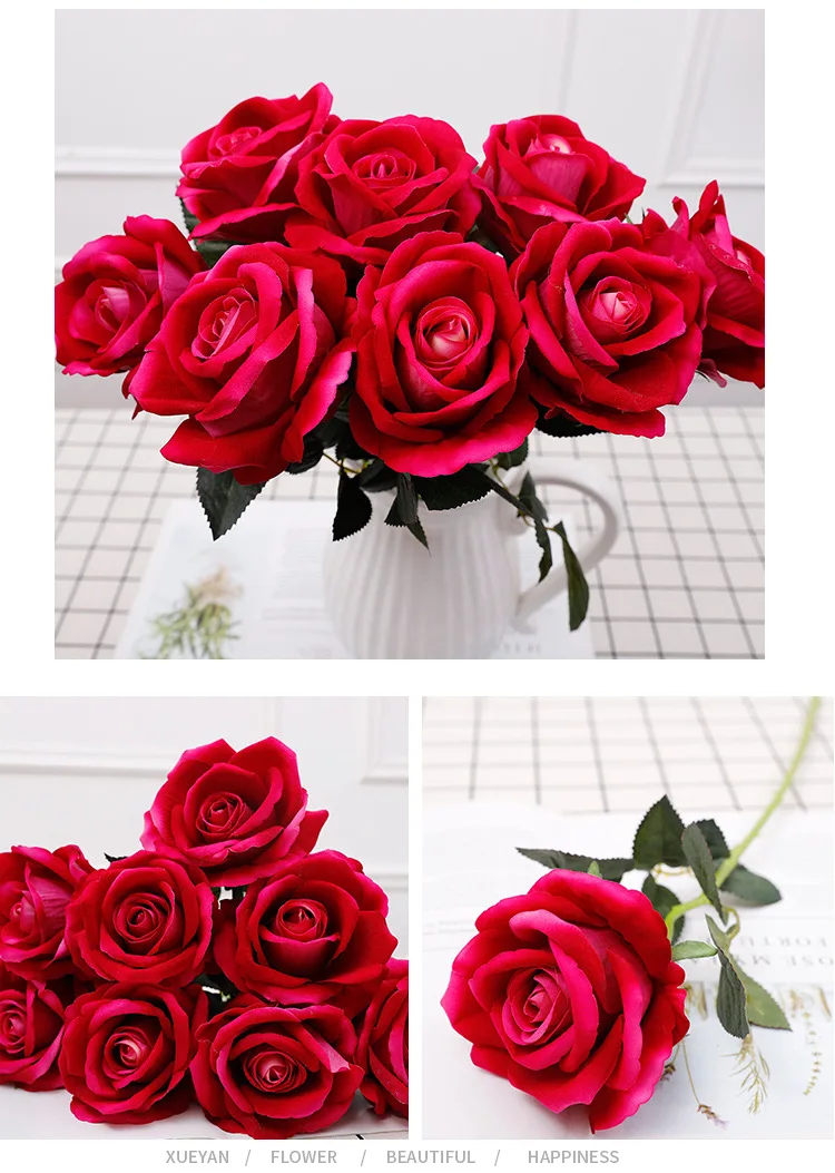 Hot sale Wedding decoration artificial flowers wholesale rose bouquet artificial flowers