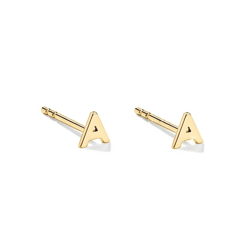 Gemnel wholesale price minimalism women jewelry mini letter stud earrings