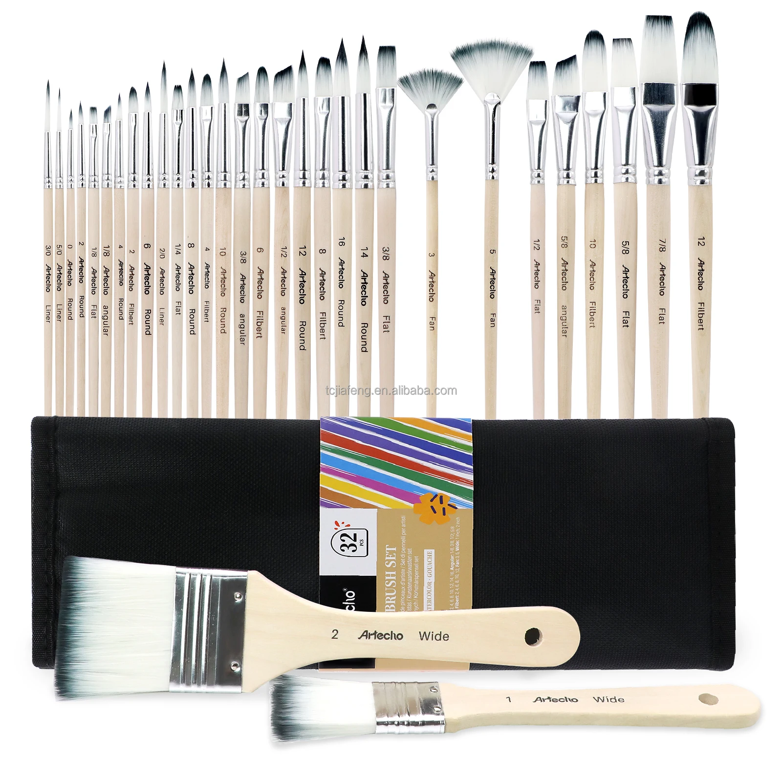 Artecho 32pcs Acrylic Paint Brushes Set with bag Professional  Artist Paintbrushes for Acrylic Watercolor Oil Painting