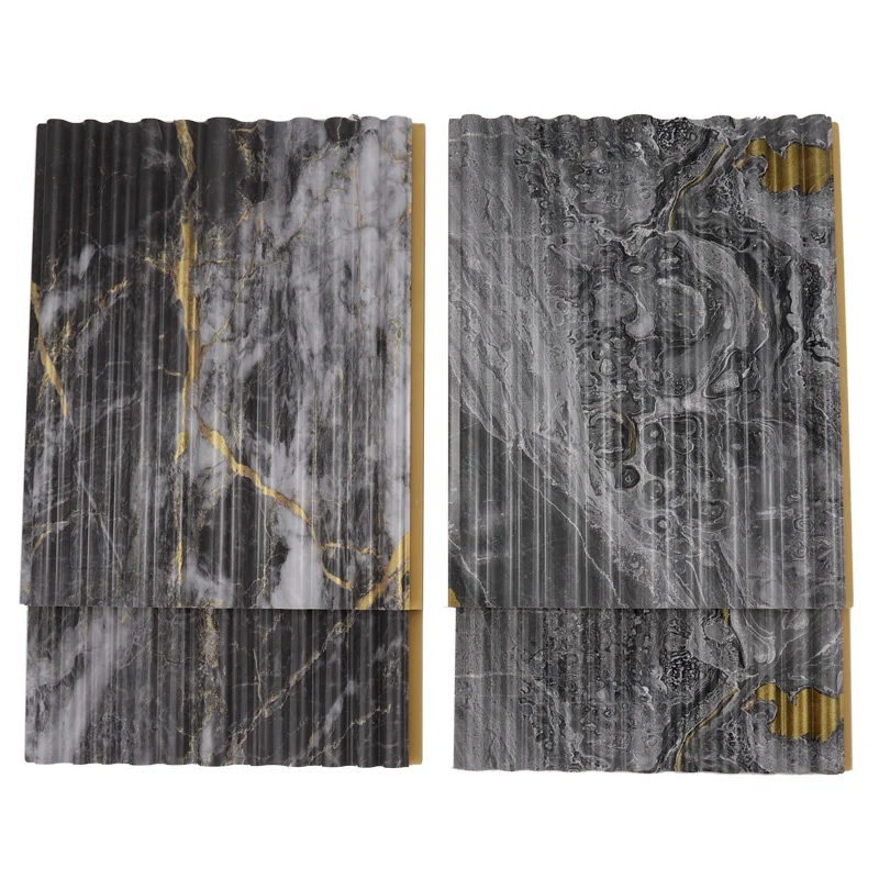 3D PVC Marble Sheet Wood Panels WPC Waterproof Wood Plastic Composite Wall Cladding Wave Wall Panel For Indoor