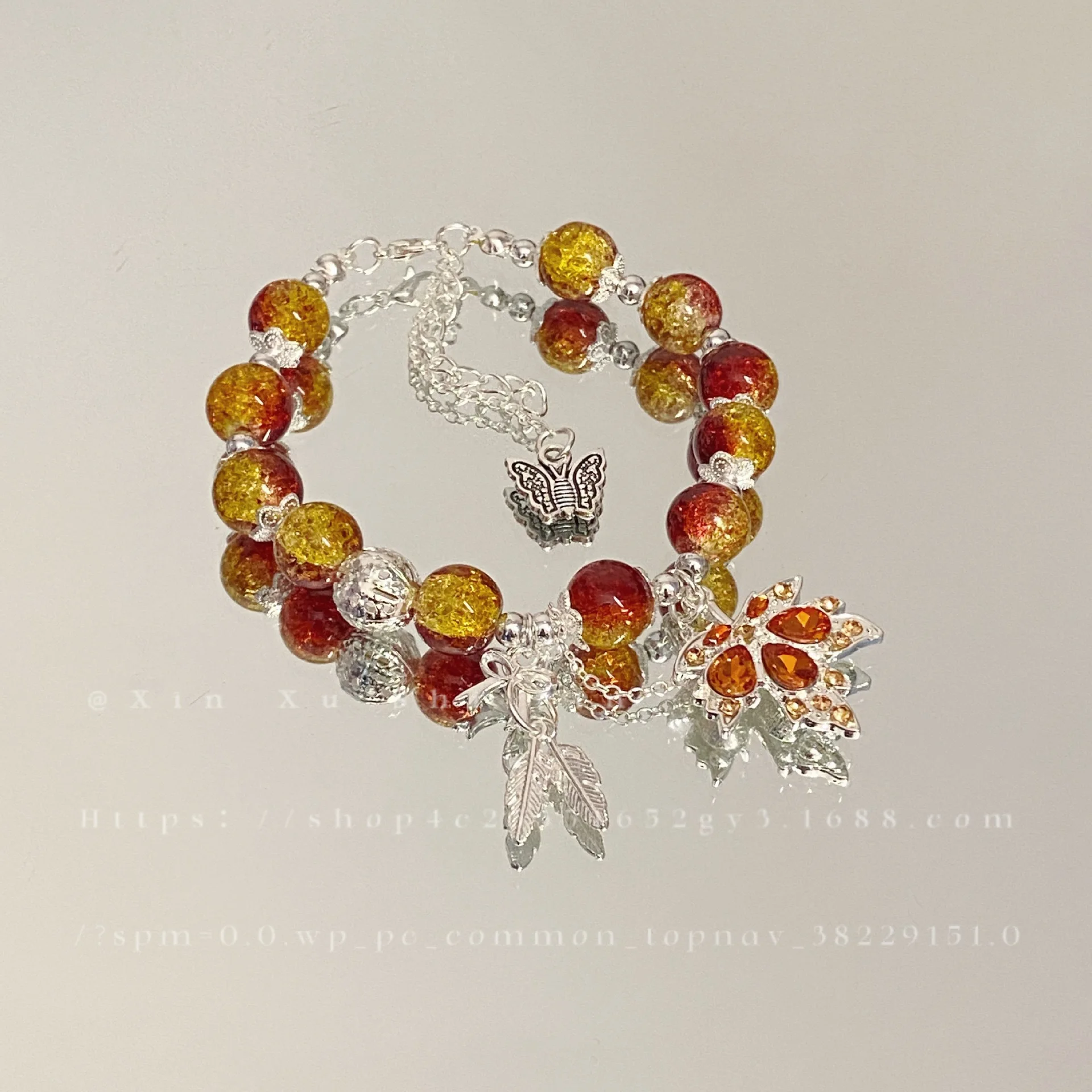 Imitation Jade Beaded Red Maple Leaf Charm Bracelet for Women Chinese Style Red Agate Beads Bracelet Women Hand Jewelry