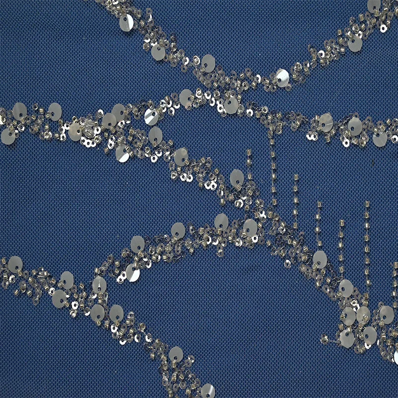 Luxury supplier 5 yards french tulle sequin lace fabric african