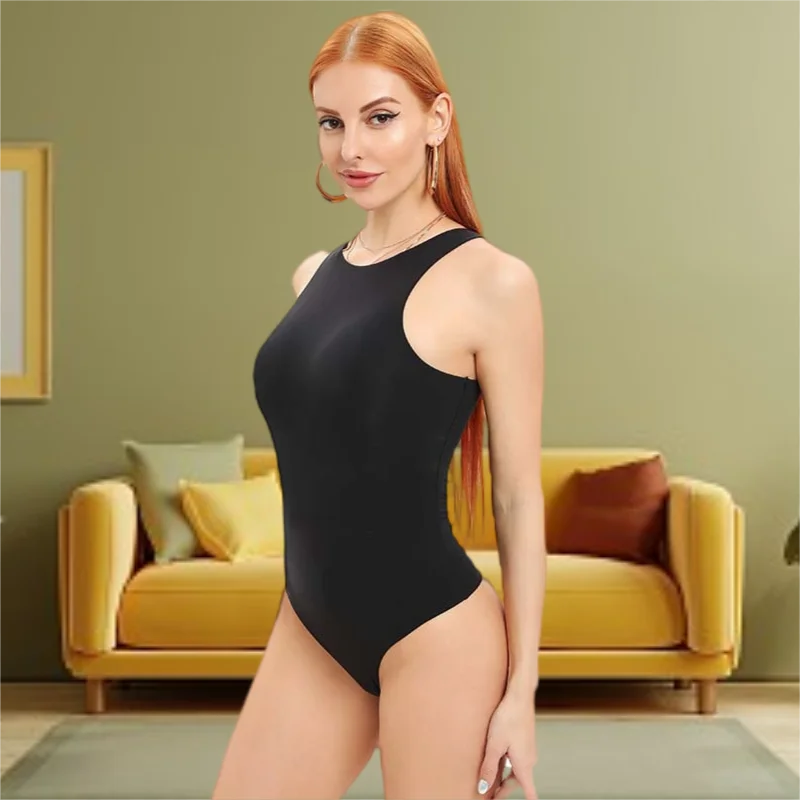 Ladymate ODM/OEM shapewear top Women seamless Solid Tank Sleep Bodysuitl U-shaped Jumpsuit Seamless Sexy Jumpsuit Body Shaper