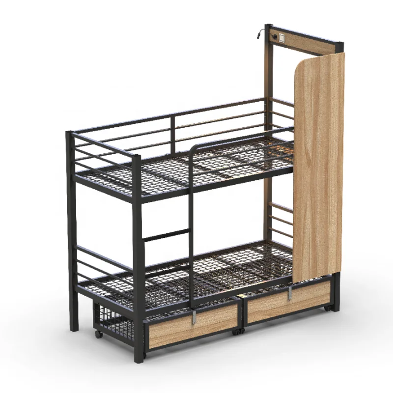 Популярная новинка, занавеска на заказ, Металлическая стальная двухъярусная кровать для гостиничного общежития