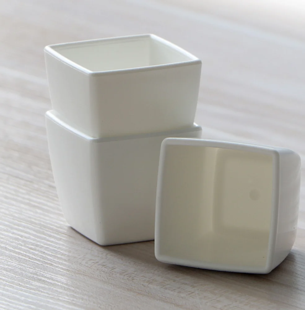 Mini White Square Decoration Office Room Fashion Home Daily Plastic Flower Pot Modern Plastic Planter Box Liner