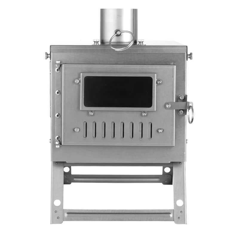 Outdoor Stove Folding Tent Stove Portable Ultralight Wood Burner Chimney Damper Titanium Hot Tent Fire Stove Camping Heater