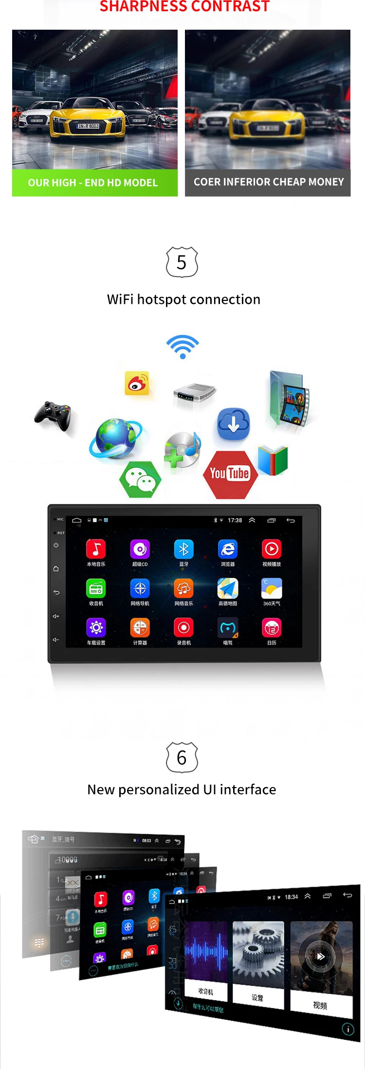 Mp5 bt Av Monitor Car 7 Inch Android Monitor 10 car monitor with hd input