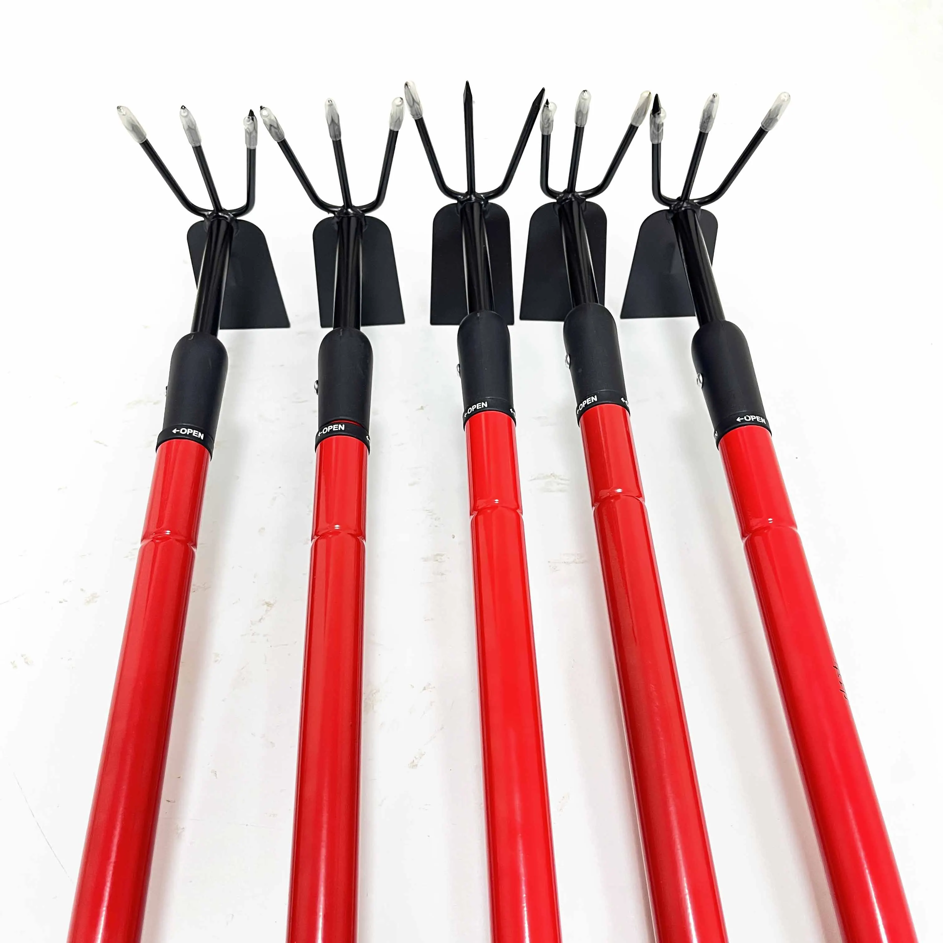 Portable retractable dual-use rake red rod with comfortable non-slip grip Gardening tool for planting flowers and turning soil