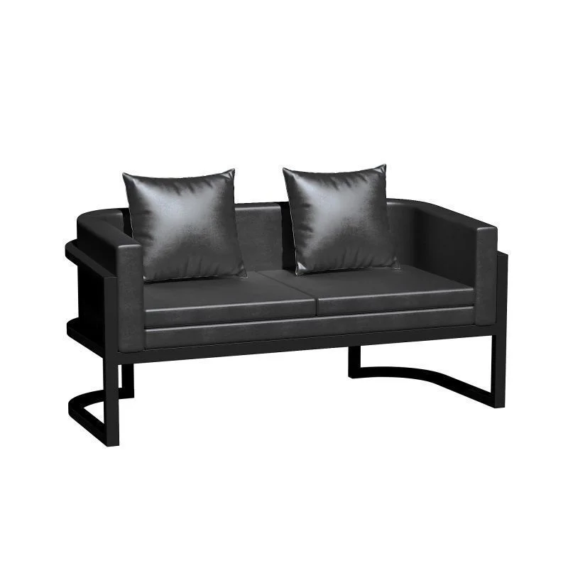 SYZY-03  2024 Industrial black leather wrought iron frame sofas and tables set for bar night club KTV furniture