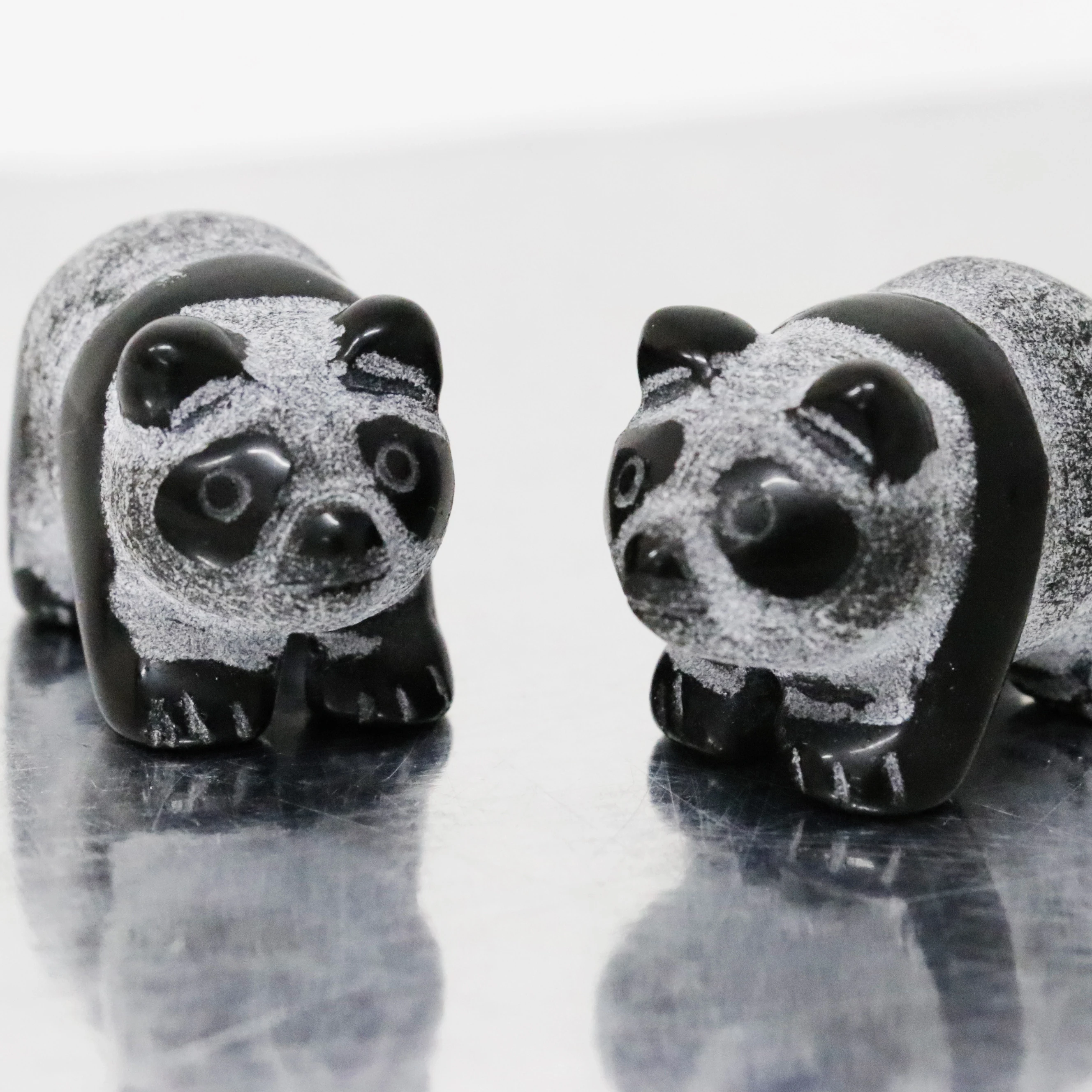 Wholesale hand carved natural Obsidian Crystal panda animal ornaments