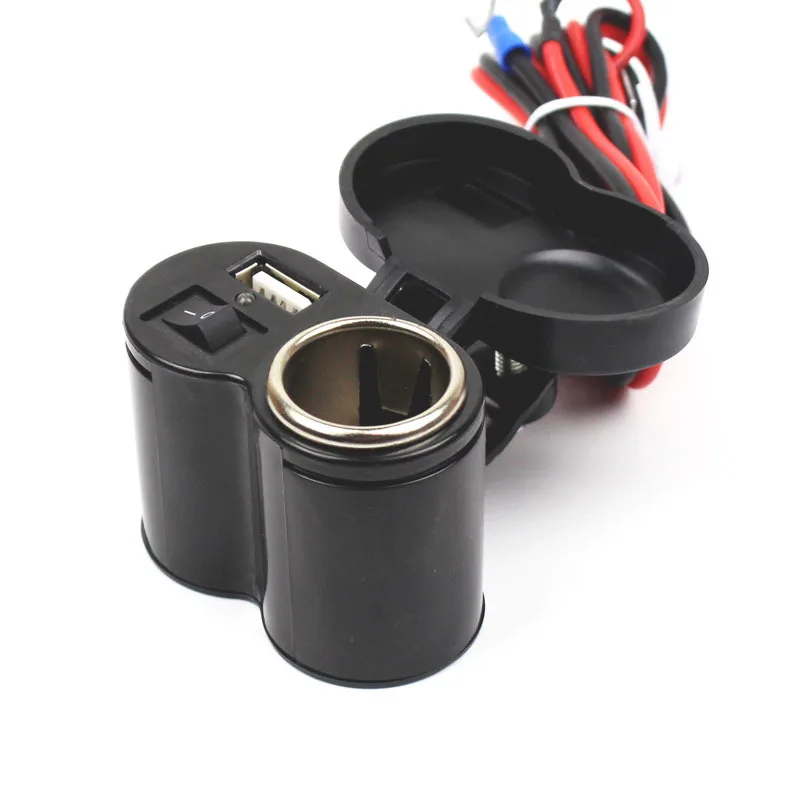 Motorcycle cigarette lighter with switch cigarette lighter Dual USB 2.5A waterproof motorcycle multi-function charger