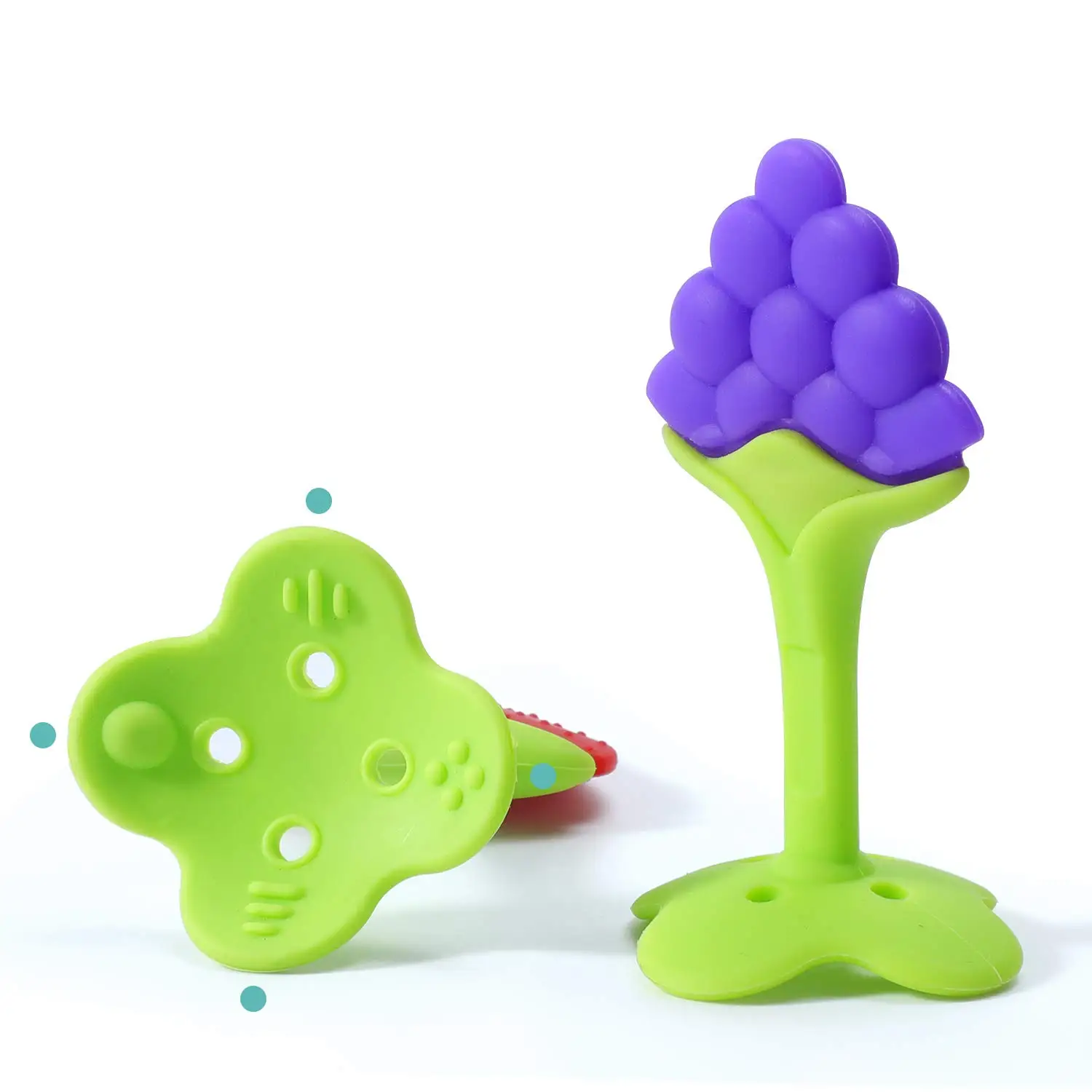 
Eco Friendly Soft Baby Teether Fruit Teething Toy Food Grade Approved Silicone Baby Teether Set 