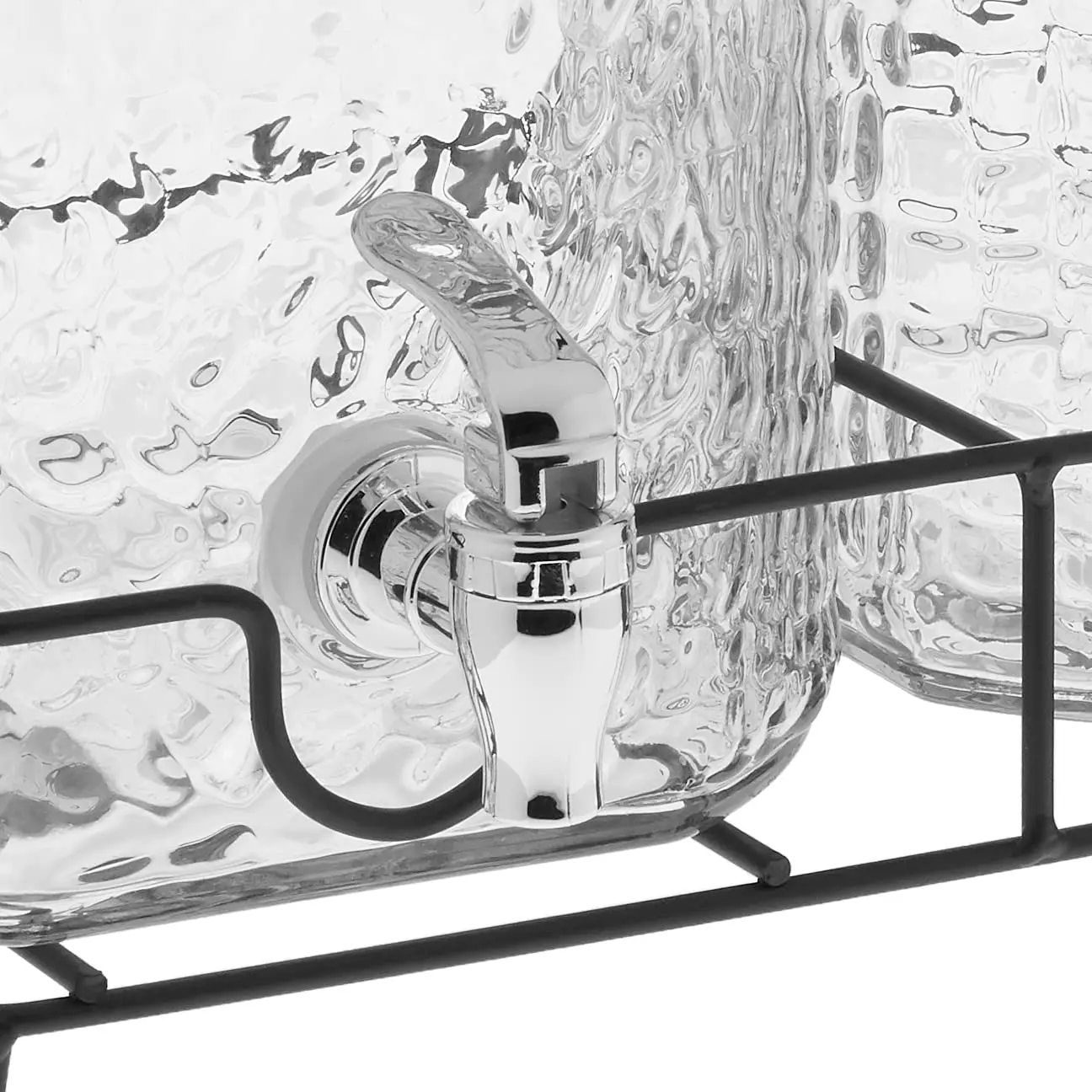 Portable 1.5 Gallon Large Countertop Clear Glass Party Drink Dispenser Set with Rack Tap for Sweet Juice Tea Lemonade Water