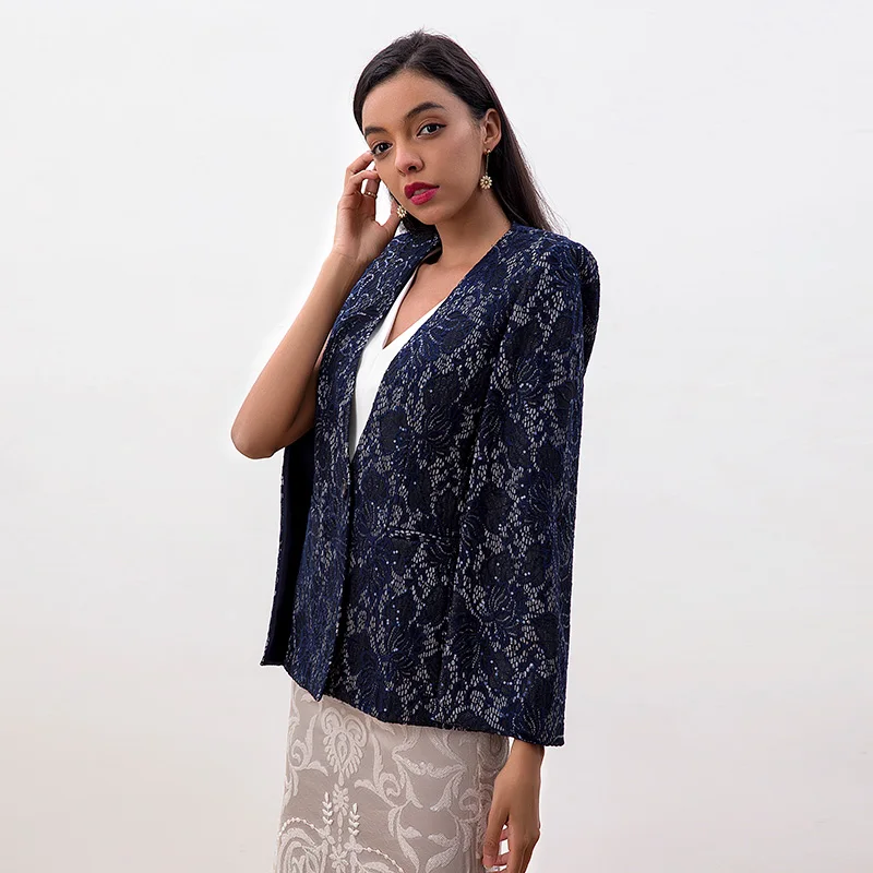 NJ188-1 fall women clothes lace Sequins work Cape modern coats for women