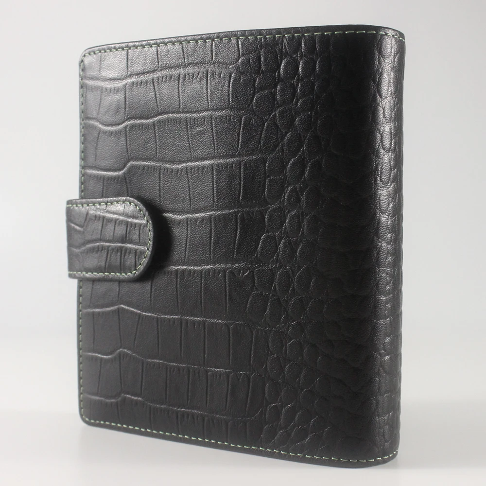 Custom A7 Small Luxury Unsex Loose Leaf Crocodile Leather Planner Binder Organizer Notebook with 6 Rings Binders