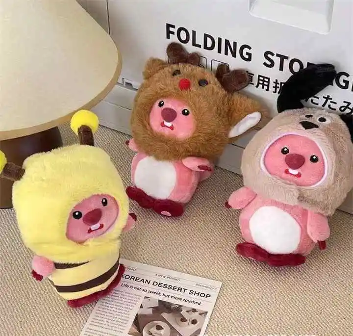 Yulia355 2025 Cartoon LOOPY cross-dress stuffed Animal toy Little Beaver keychain Toy Figure claw Machine toys Factory wholesale