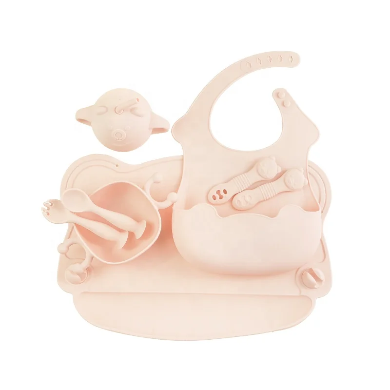 Bpa Free Food Grade Silicone Tableware Toddler Baby Silicone Suction Plate Modern Kids Bowl Silicone Baby Feeding Set