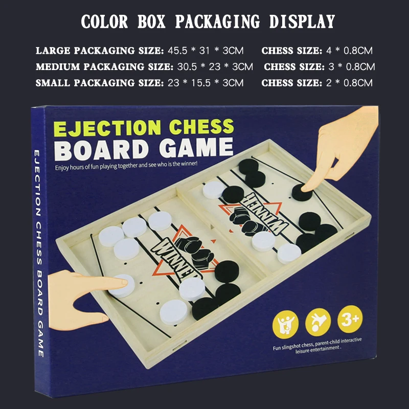 Unisex Fast Sling Puck Game Family Tabletop Slingshot Sport Winner Board Desktop Battle Ice Hockey Wood Tabletop Sport