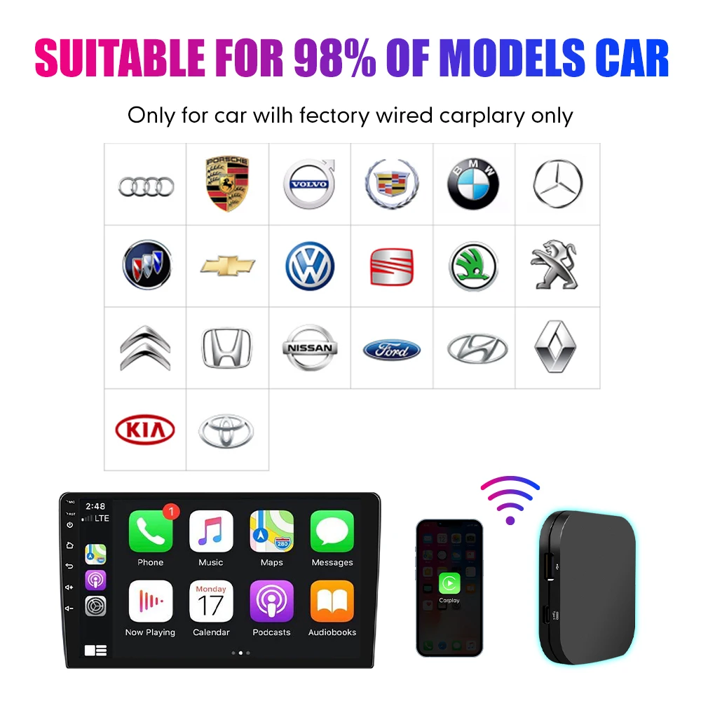 Wired to Wireless Android Auto Carplay AI Box Wireless Android Auto Adapter Carplay Dongle Bluetooth WIFI Plug And Play