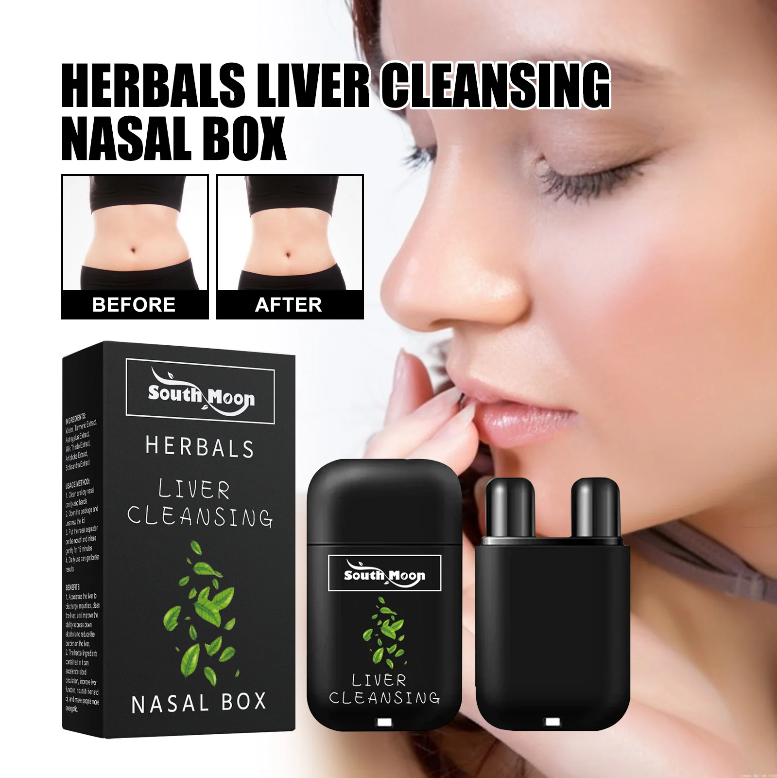 Herbal Liver Cleansing Nasal Box Relieve Congestion Improve Breathing Remove Body Toxins Lung Inhaler