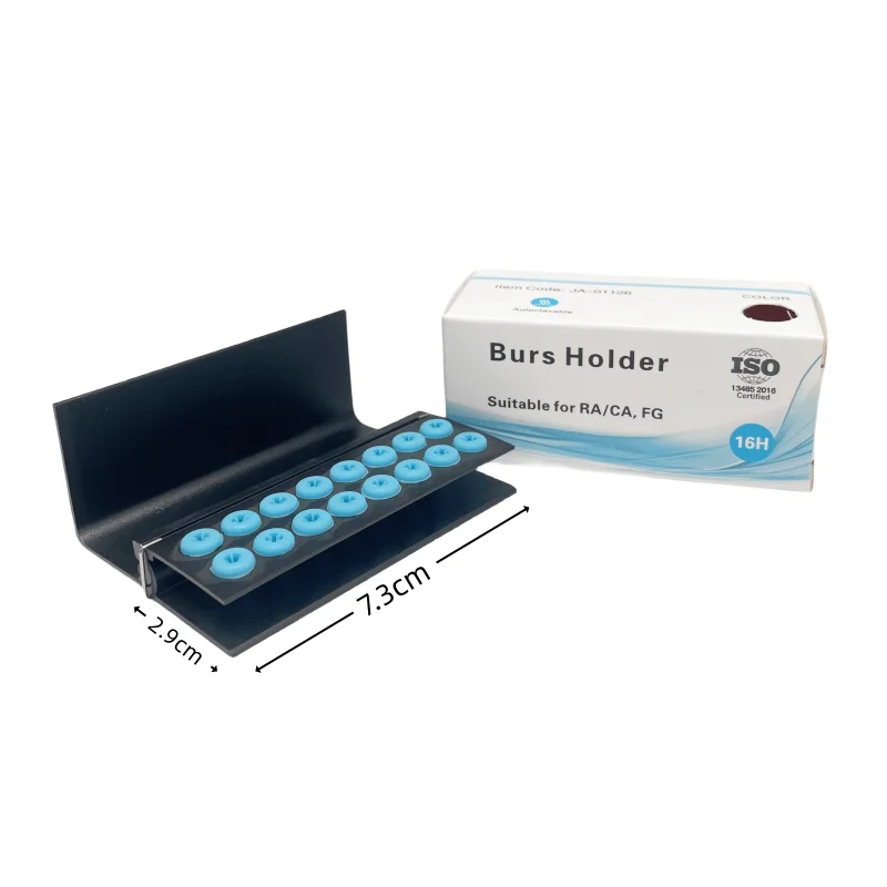 Golden 16 Holes Dental Burs Holder Block Aluminum Autoclavable