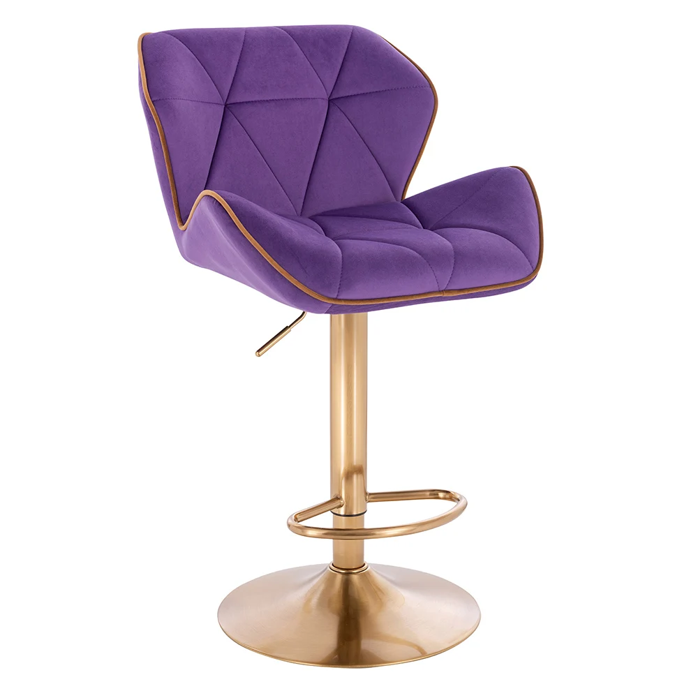 Оптовая продажа высокий барный стул Регулируемый поворотный бархатный с золотыми ножками