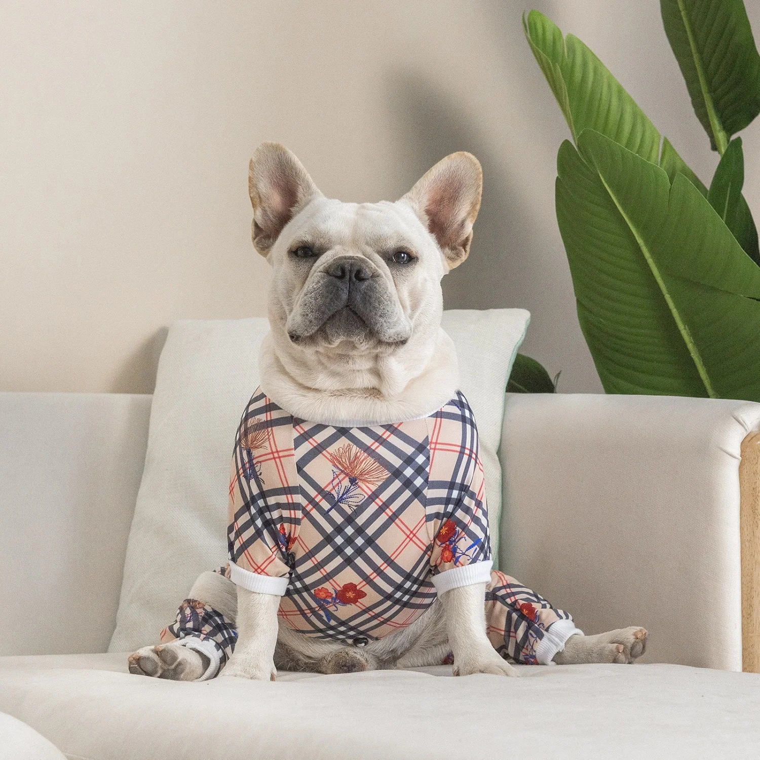 CuteBone Wholesale Fashion Dog Clothes Soft Gingham Custom Pet Pajamas for Dogs