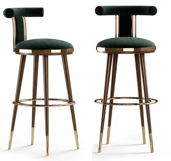 Nordic modern simple solid wood rotary bar chair Home bar island platform High foot bar stool
