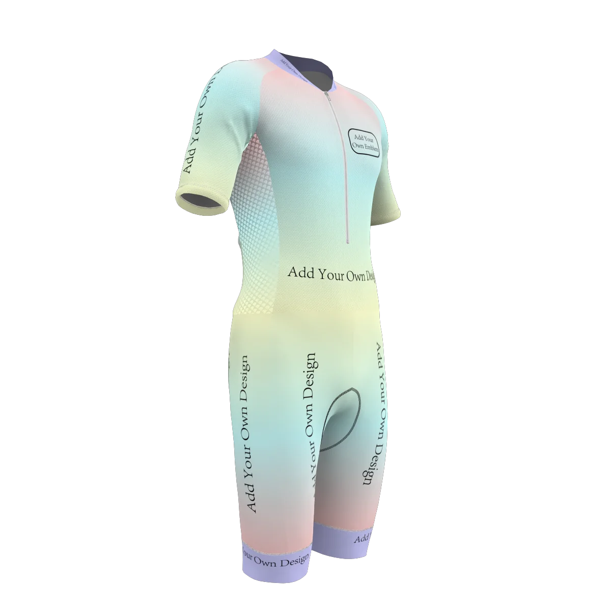 HIRBGOD Customizable Mens Tri Suit With Short Sleeve 1/4 Zipper Tri Pad Color logo  Layout for Team Race  Triathlon Suit