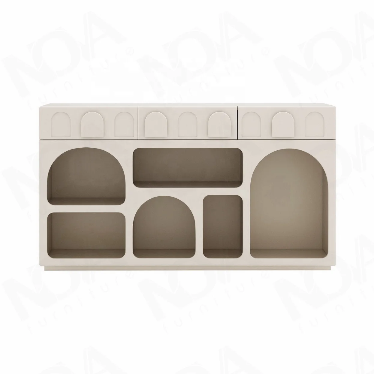 NOVA Modern Restaurant Furniture White Credenza Sideboards Buffet Modern Wood Living Room Open Storage Side Cabinet With Drawers