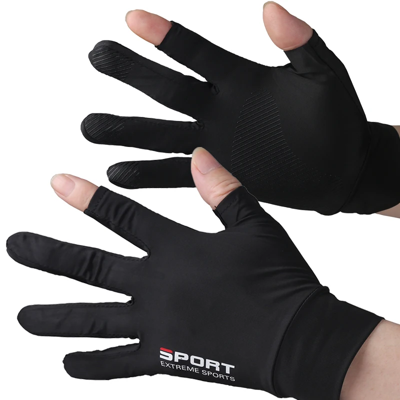 Riding Sun protection gloves for men and women outdoor high elasticity anti-slip ice silk gloves open finger Fishing Gloves