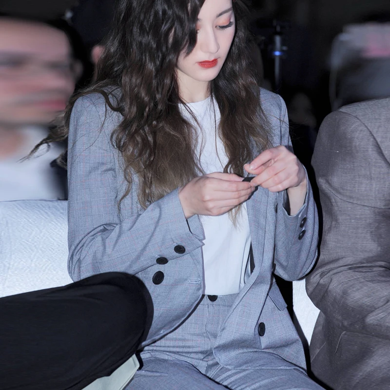 
Lattice Double Breasted Formal Suit Women Professional 