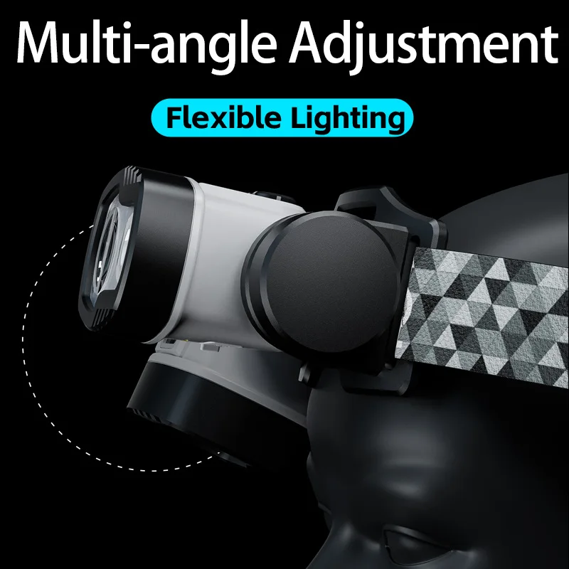 Rechargeable LED Headlamp ABS High Lumen Sensor Headlight Multi-function Camping Essentials Waterproof for Hiking Cycling