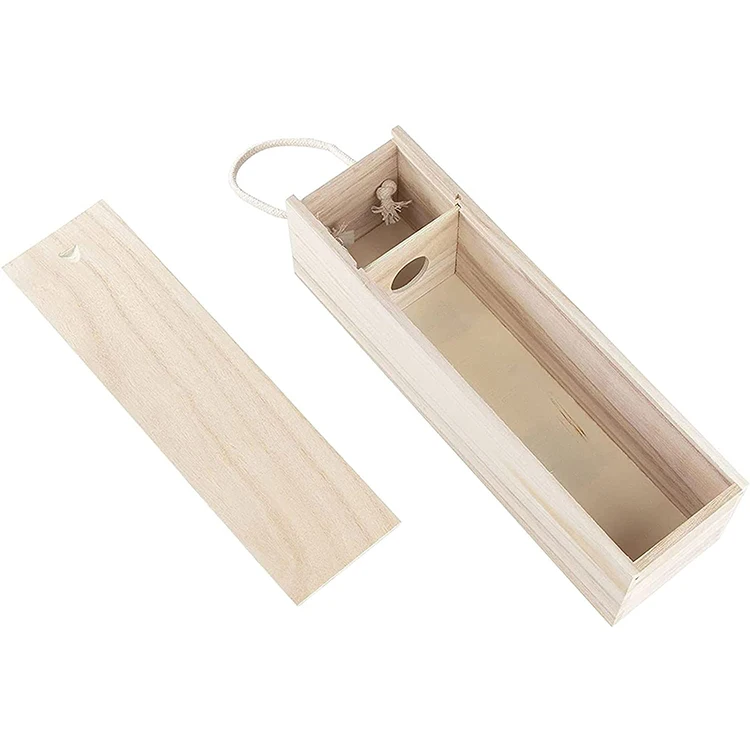 Unfinished Pinewood Gift Box Blank Wooden Wine Gift Box for Wine Storage