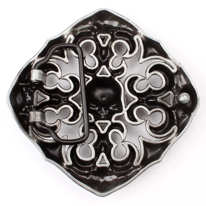 Vintage Fashion Personalized Skull Hollow Out Engraved Pattern Antique Silver Belt Buckle For Men Accessories