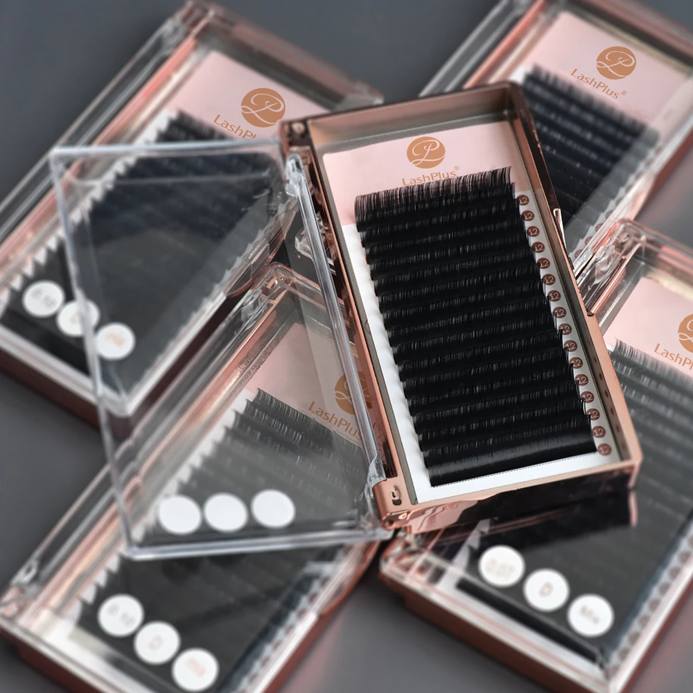 High Quality Individual 0.05mm Private Label Mink Eyelash Extensions Lash Extension Trays Hand Made Synthetic Hair Natural Long