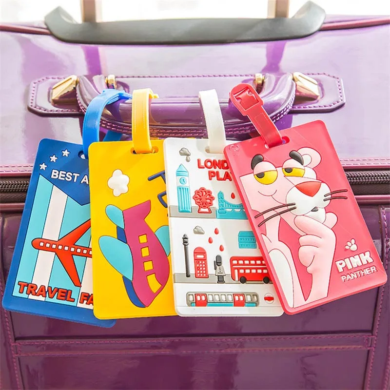 New creative PVC cartoon luggage tag suitcase identification tag soft silicone boarding pass cute gift PVC card luggage tag