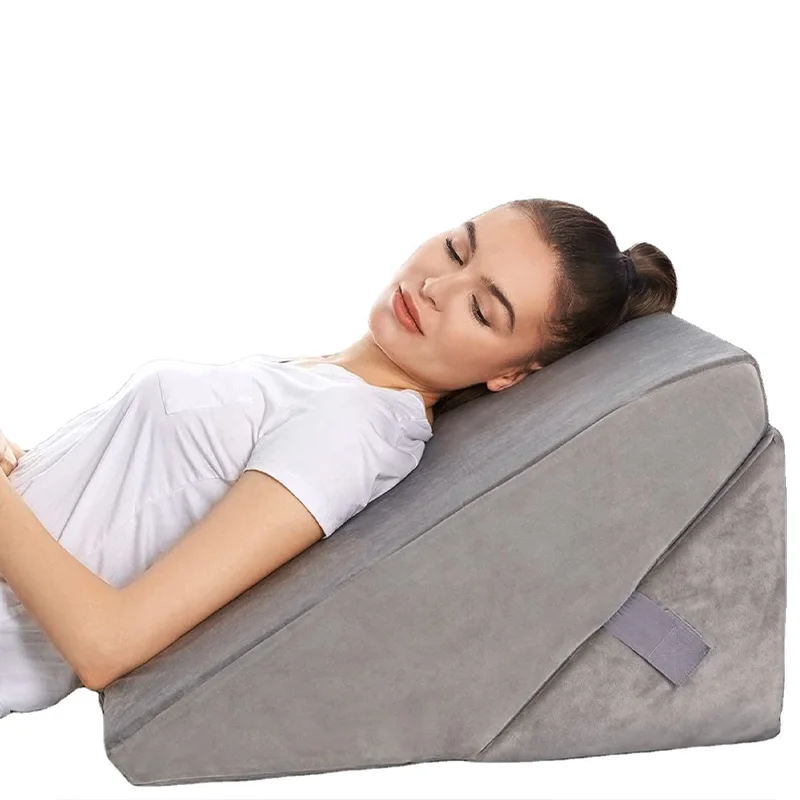 Hot selling 2 pcs reversible anti-Snoring reading pillows memory foam headboard legs and back support bed wedge pillow