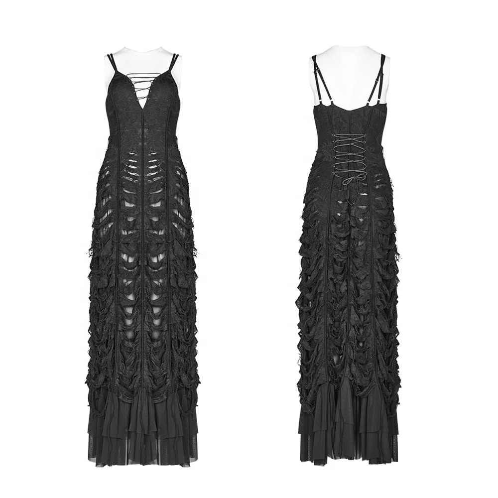 Punk Rrave Summer Gothic Dresses WQ-438 Diablo Dry Well Creature Dress Casual  Lace Velvet Dresses