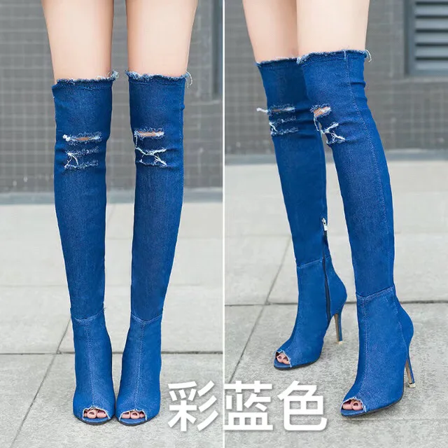 2022 New fish-mouth stiletto knee-high heel fashion design famous brand design  luxury fashion women boots  new design yiwu Suka