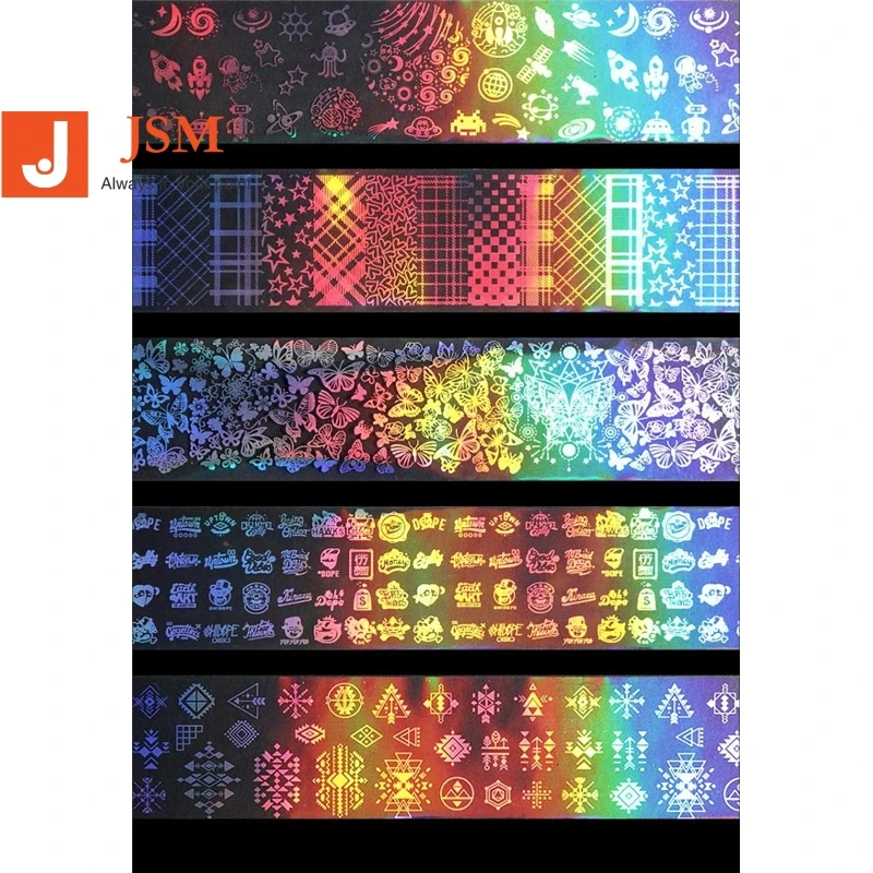 Laser Strips Polish Glitter Mix Colors Nail Art Transfer Nail Foil