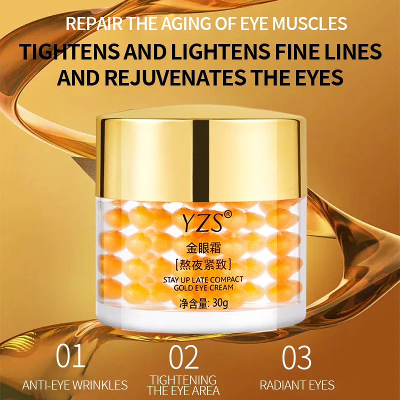 Wholesale YZS Stay Up Late Gold Eye Cream Moisturizing Firm Skin Removes Dark Circles Anti Wrinkle Eye Cream