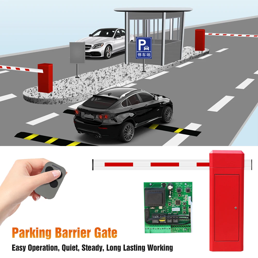 Heavy Duty Red AC 220V Traffic gate automatic Boom Road Barrier Parking